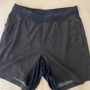Navy 7 inch Lululemon shorts